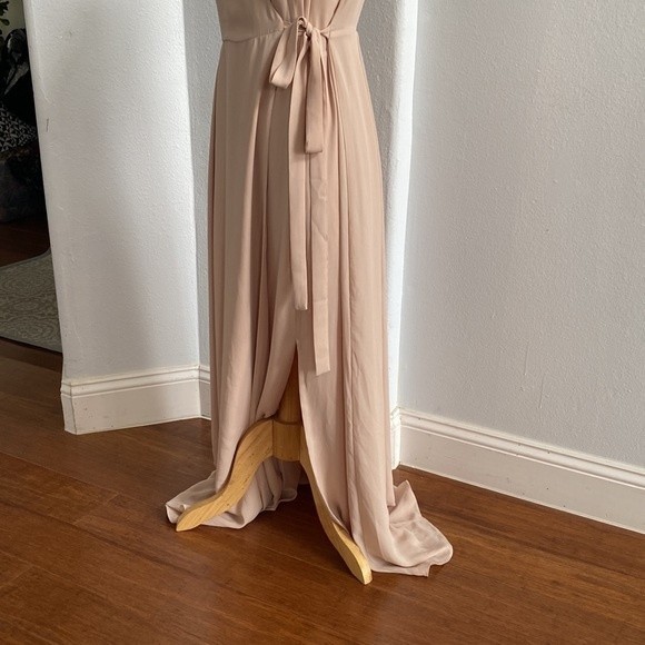 WAYF Chiffon Pink Wrap Bridesmaid Maxi Dress‎ Size S - Picture 4 of 10